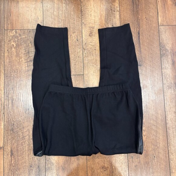 ST. JOHN Collection Black Genuine Leather Side Stripe Legging Pants Women's S - Picture 7 of 11